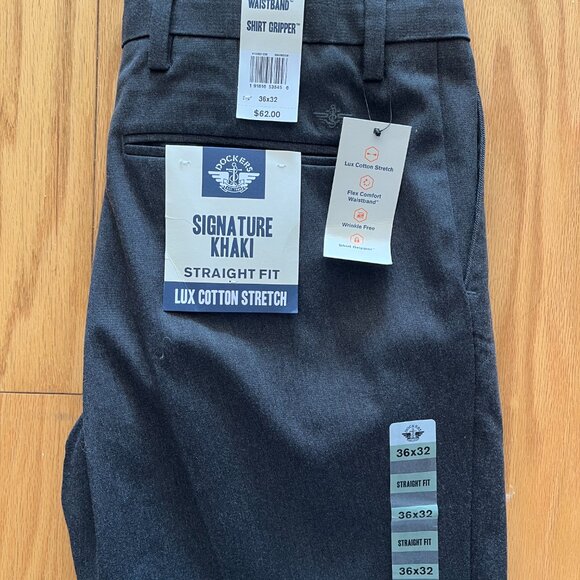 Brand New Dockers Men's Classic Fit Signature Lux Cotton Stretch Dark Gray 36x32 - Picture 4 of 4